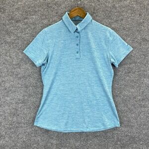 Under Armour Shirt Women Small Blue Polo Short Sleeve Heat Gear